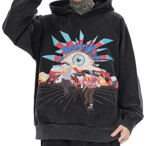 House Of Errors Japanese Embroidered Terry Cloth Pullover Hoodie Eye